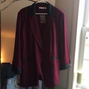 Susan graver blazer with faux leather trim